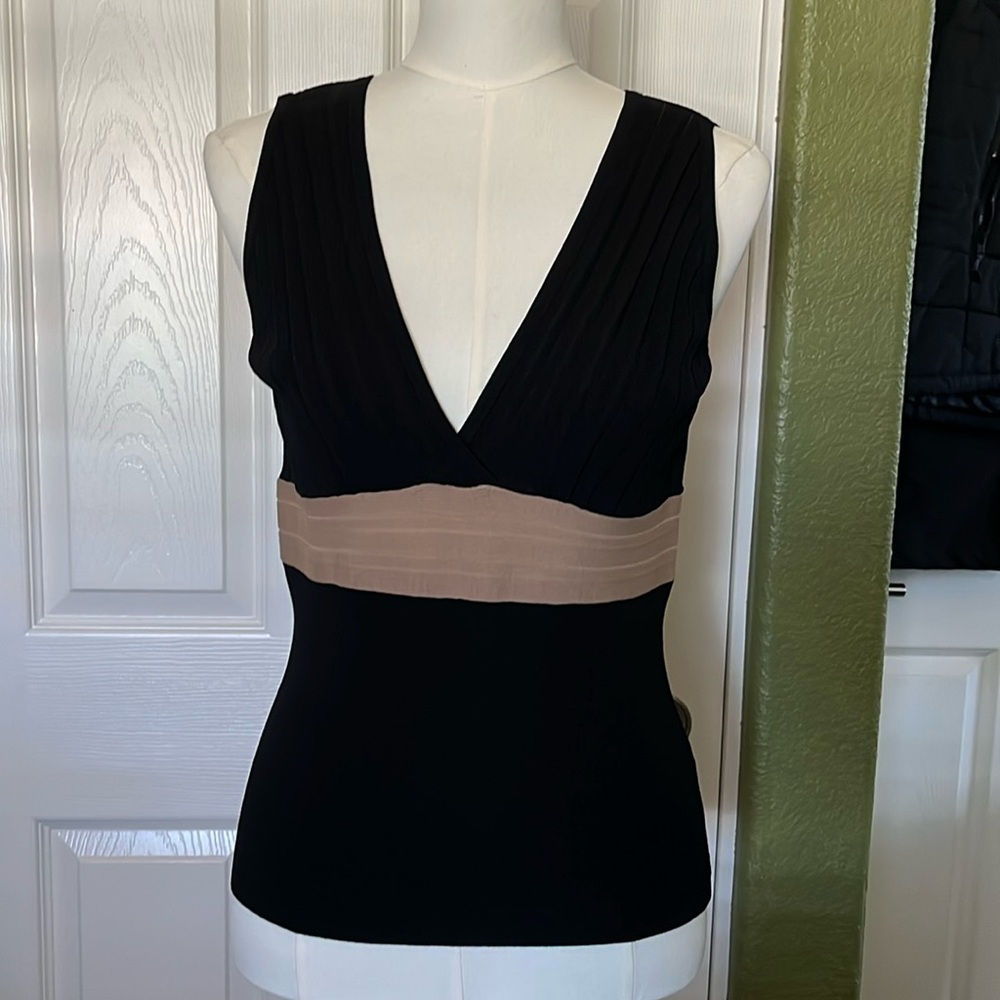 New York & Company Black and Tan Blouse